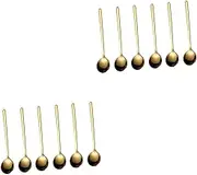 Mobestech 2sets 6pcs Stainless Spoons Stirring Spoons for Home Office Bakery Coffee Shops Non Fading Design Versatile Kitchen Gadget 6pcs*2