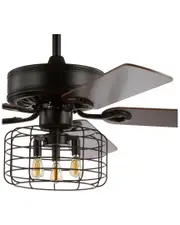 JONATHAN Y Asher 52in 3-Light Industrial Metal/Wood LED Ceiling Fan With Remote