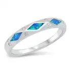Lab Opal Ring Genuine Sterling Silver 925 Rhodium Plated 4 mm Size 4 - 10