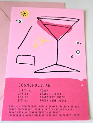 Vintage Greeting Card Hallmark Cosmopolitan Drink Recipe A La Mode Cheers!