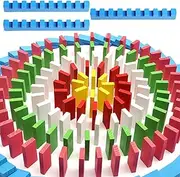 MorTime 1080 Pcs 12 Colors Wooden Dominoes Set with 23 Add-on Blocks and 3 Spacer for Kids Building Blocks Racing Tile Games with 3 Storage Bag