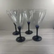 Tupperware Sheerly Elegant Blue Stem Wine Glasses Set of 4 New!