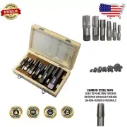 6-Piece Uncoated NPT Pipe Tap Set - Reliable Threading for Various Materials
