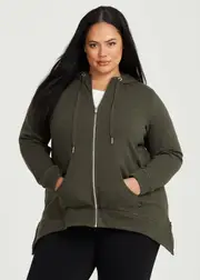 [Taking Shape] Taking Shape Active Hooded Jacket Size 16 in Khaki, Cotton - Plus Size Women's Coats & Jackets Khaki