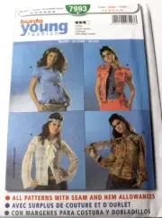 Burda 7993 Young Misses Blouse / Top in 4 Styles 6-8-10-12-14-16 Sewing Pattern