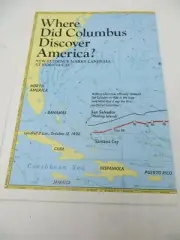 National Geographic Map Where Did Columbus Discover America? - November 1986
