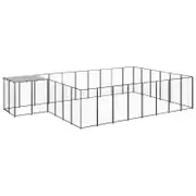 vidaXL Dog Kennel Black 15.73 m² Steel Outdoor Puppy Enclosure Dog Cage House