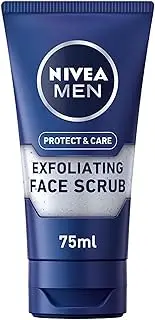NIVEA MEN Protect & Care Exfoliating Face Scrub, Invigorating Men's Face Scrub and Face Cleanser with Aloe Vera, Exfoliating Face Wash, (75ml)