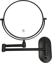 9" Double-Sided Vanity Magnifying Mirror Bathroom Wall mounted Makeup Shaving Mirror With LED Lights 1X/10X Magnification (Black-5X Magnification,No Light)
