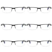 6 PK Mens Half Frame Spring Hinge Reading Glasses Blue Light Blocking Readers