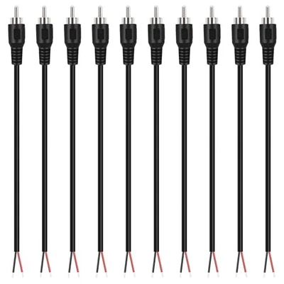 RCA to Speaker Wire Adapter, 10-Pack RCA Male Plug Jack Connector to Bare