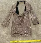 Asos Sequins Open Back, US 6, M, Collared Jacket, Gold