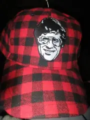 NWOT SMOKE'S POUTINERIE Canada Red & Black Plaid Logo Adjustable Cap Hat OSFA