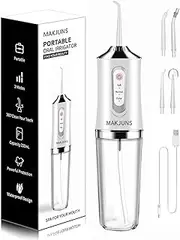 Water-Flosser-Cordless-Teeth-Cleaner Water Dental Flosser with 3 Modes 4 Jets Rechargeable IPX7 Waterproof for Travel Home Braces(White)