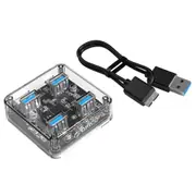 Orico MH4UC-U3-10-CR-BP USB 3.0 5Gbps Transparent HUB include a Micro USB-B to USB-A Cable [ORICO-MH4UC-U3-10-CR-BP]
