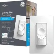 GE Cync Smart Wi-Fi Ceiling Fan Switch Alexa Google Neutral Wire Req'd - White.
