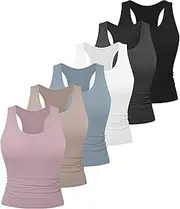 [Dalavch] Women's Workout Racerback Tank Tops Spandex Yoga Athletic Running Gym Sports Crop Tops for Women