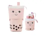 Pencil Case Zip, 2 in 1 Pencil Case and Pen Holder, Pencil Case Girls, Stand Pencil Holder, Telescopic Pencil Case, Pen Holder for Teens, Students