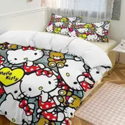 v909 Hello Kitty 3-Piece Twin Bed Set - Includes 1 Single Comforter And 2 Pillowcases Bedding - Fade Resistant Microfiber - Hello Kitty io909