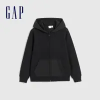 在飛比找蝦皮商城優惠-Gap 男童裝 Logo刷毛連帽外套 碳素軟磨系列-黑色(8