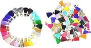 [Generic] Pack of 100 Chiffon Flower Pendant Fabric Petal Tassel Delicate Necklace Key Chain, 100 pcs 2cm Type B, 1Set