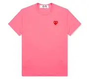 [COMME des GARCONS PLAY] 男士紅色徽章粉色 T 卹