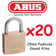 Padlocks ABUS Brass 25mm x20 BULK LOT Keyed Alike High quality + 40 Keys