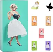SENIURIS Beautiful Girl's Long Skirt Tissue Box, Creative Cartoon Tissue Cover Case Paper Dispenser for Home Office and Car. (Greenish-Blue)