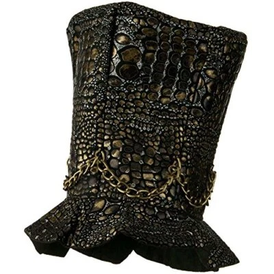 Snakeskin Top Hat w/Chain Slash Fancy Dress Up Halloween Adult Costume Accessory