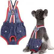 Nappies for Pets, Highly Elastic, Adjustable Shoulder Straps, Washable and Reusable pet Clothes in British Style, Suitable for Small Dogs During Menstruation and estrus