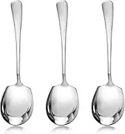 Stainless Steel Serving Spoons Set - 3 Large Table Spoons with Long Handles for Soup and Serving