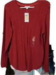 NWT "Charter Club" Red Pullover Tunic Sweater Size Medium