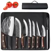 8Pcs Handmade Kitchen Chef Knife Japanese Damascus Steel Knives Sharpener Set
