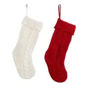 Knit Knitted Rustic Stocking Decorations Red White Christmas Sock Christmas Art