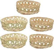 [GAROZATION] Bamboo Hat Ring Set 5pcs Creative Hand Weaving for DIY Outdoor Activities Khaki