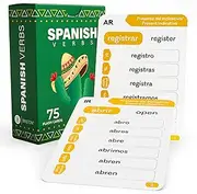 Spanish Verb Conjugation Flash Cards with 6 Tenses (150 Verbs 75 Cards) Educational Language Learning Resource for Memory & Sight Words – Fun Game Play - Kids, Grade School, Classroom or Homeschool
