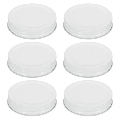 6pcs Mason Jar Lids 2.76" Tinplate Leak-proof Mason Canning Covers, White