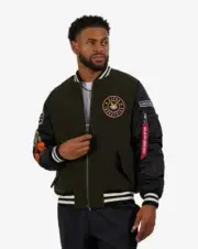 ✅NWT-ALPHA INDUSTRIES WOOL MA-1 VARSITY BOMBER JACKET SZ M $Mrsp275
