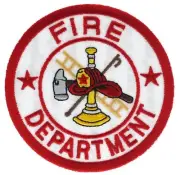 Fire Department Dept Red on White Iron on Hat Shoulder Patch IV2228 F1D16C