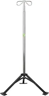 Portable Retractable IV Pole Stand Aluminum Alloy IV Drip Stand Folding Infusion Pole Adjustable Height IV Bag Holder w/2 Hook & 3 Leg for Hospital