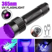 40W UV Light Blacklight 365nm LED Flashlight Inspect Torch USB Rechargeable Lamp