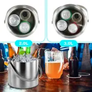 Ice Bucket with Lid Strainer Tong Double Walled Stainless Steel Insulated FayEP