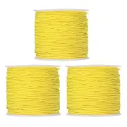 3pcs 1mm Dia 328ft Latex Elastic String for Bracelet Stretchy Cord, Yellow