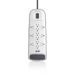12-outlet Surge Protector with 8 ft Power Cord and Ethernet, Cable/Satellite and Telephone Protection