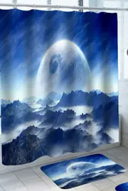 Moonlight Foggy Sharp Peaks Shower Curtain