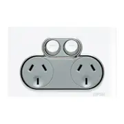 Clipsal Saturn Series Two Powerpoint 10Amp Horizontal Switch Socket Outlet Pure White - 4025-PW