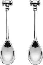 Alessi Dressed Set of Two Spoons with Soft Boiled Egg Opener in 18/10 Stainless Steel Mirror Polished, Silver