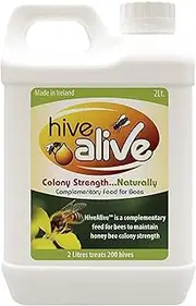 HiveAlive - Bee Feed - Enhancer for Beekeeping Improves Honeybee Health & Winter Survival Increases Colony Population & Honey Production Liquid Bee Hive Feed - 2 Litre