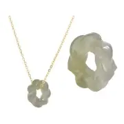 Womens Dainty Natural Green Crystal Stone Necklace Hetian Jewelry