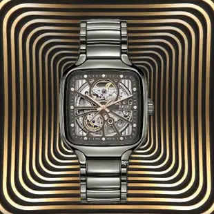 【Rado 雷達表】最新 官方授權True Square真方鏤空機械錶 12鑽電漿款-加上鍊機＆5豪禮 R01(R27083712)